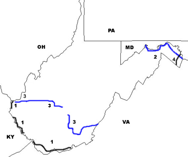Map of West Virginia w/Frograil tours